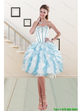 2015 Most Popular Sweetheart Prom Gown with Appliques and Ruffles