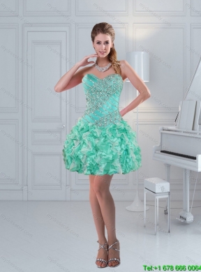 Pretty High Low Sweetheart Prom Dress in Apple Green with Ruffles and Beading