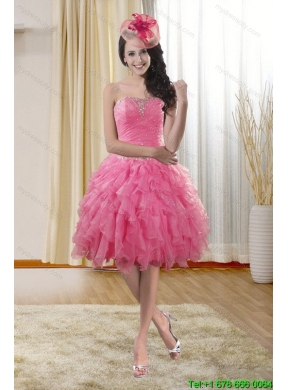 Pretty High Low Dresses for Quinceanera with Ruffles and Beading