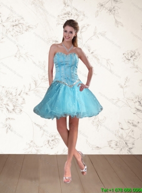 2015 Baby Blue Sweetheart Multi Color Prom Dresses with Ruffles and Beading