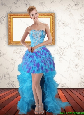 Beautiful Sweetheart High Low Ruffles Prom Dresses in Multi Color