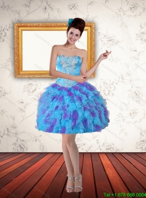 Beautiful Sweetheart High Low Ruffles Prom Dresses in Multi Color