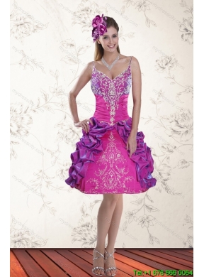 2015 Beautiful Ball Gown Straps Multi Color Prom Dresses with Embroidery