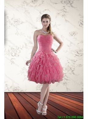 Exclusive Beaded High Low 2015 Prom Dresses with Ruffles