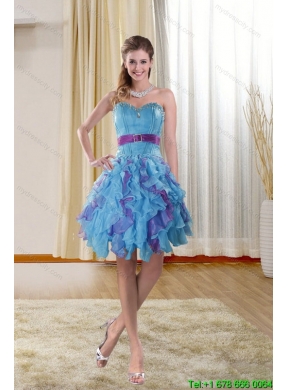 High Low Sweetheart Prom Gown with Ruffles and Beading