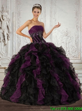 2015 Elegant Strapless Multi Color Quinceanera Dress with Ruffles and Embroidery