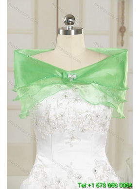 2015 Appliques and Beading Strapless Sweet 15 Dress in Apple Green