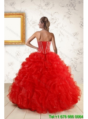 2015 Fashionable New Style Quince Dresses With Beading and Ruffles