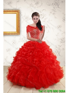 2015 Fashionable New Style Quince Dresses With Beading and Ruffles