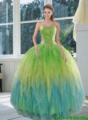 2015 Luxurious Multi Color Quinceanera Dresses with Appliques and Ruffles