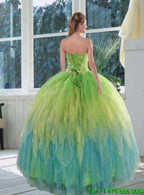 2015 Luxurious Multi Color Quinceanera Dresses with Appliques and Ruffles