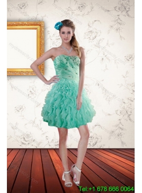 2015 New Style Apple Green Quinceanera Dresses with Beading and Ruffles