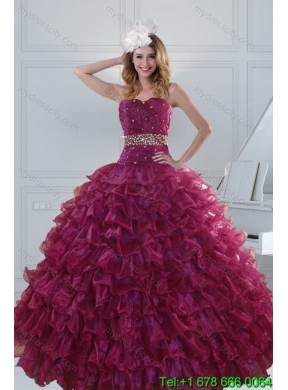 2015 Perfect Beading and Ruffles Quinceanera Dresses with Floor Length