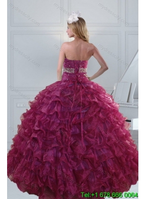 2015 Perfect Beading and Ruffles Quinceanera Dresses with Floor Length