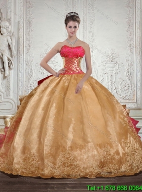 2015 Strapless Multi Color Quinceanera Dress with Beading and Embroidery