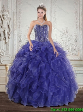 2015 The Most Popular Purple Quinceanera Dresses with Beading and Ruffles