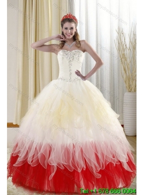 2015 Unique Multi Color Quince Dresses with Beading