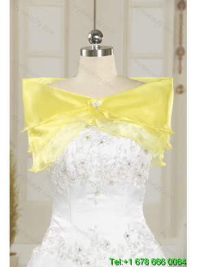 Beaded and Ruffled Best Sweetheart Quinceanera Dress in Yellow