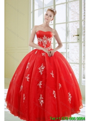 Perfect Red Quince Dresses with Appliques for 2015