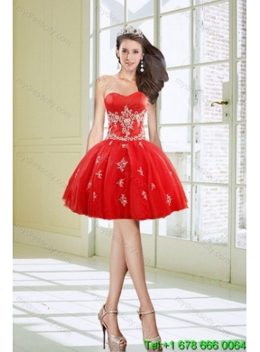 Perfect Red Quince Dresses with Appliques for 2015