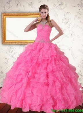 2015 Detachable Strapless Best Quinceanera Dress with Beading and Ruffles