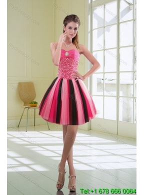 2015 Feminine Beading Best Quince Dresses in Multi Color