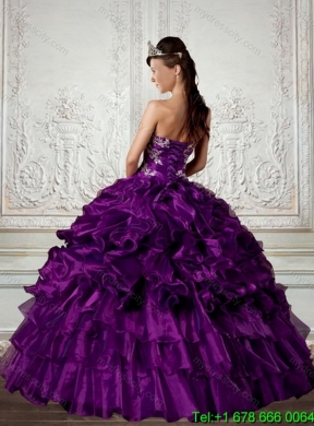 Ball Gown Strapless Best Quinceanera Dress with Embroidery and Ruffles