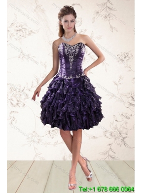 Luxurious Sweetheart Ball Gown Purple Best Quince Dresses with Embroidery