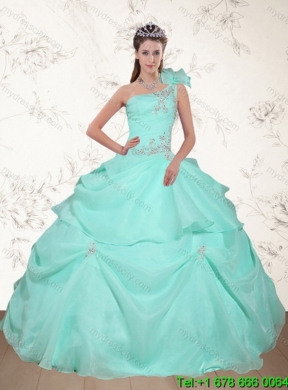 2015 New Arrival Apple Green Classic Quinceanera Dress with Appliques