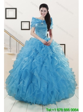 2015 New Style Strapless Sweet 15 Classic Quinceanera Dresses with Beading and Ruffles