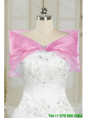 2015 Pretty Baby Pink Beading and Ruffles Classic Quinceanera Dresses