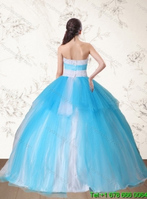 2015 Pretty Multi Color Strapless Classic Quinceanera Dress with Embroidery and Beading