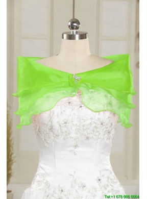 Beautiful Organza Beading Spring Green Shawls for Wedding