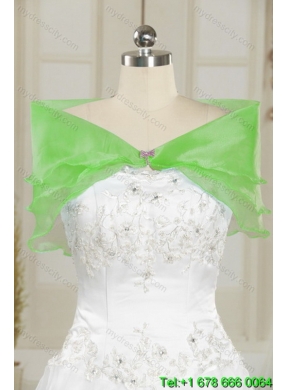 Brand New Classic Spring Green Strapless Sweet 15 Dresses with Ruffles and Beading