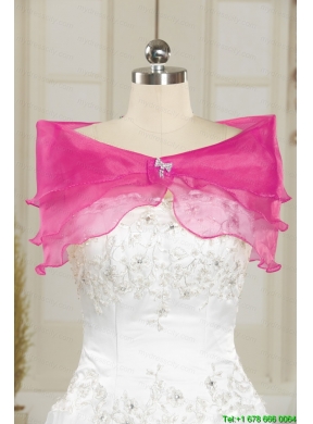 Hot Pink Pretty Organza Beading Shawls for Wedding