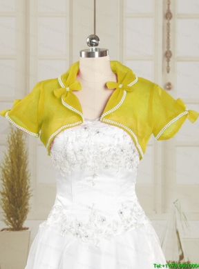 Yellow Cheap Wedding Party Shawls with Beading