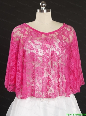 Hot Pink Beading Lace Hot Sale Wraps for 2014