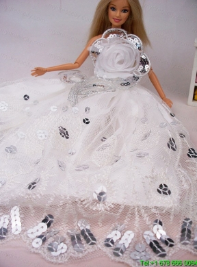 Beautiful Hand Made Flower Sequin Barbie Doll Dress