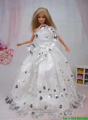 Beautiful Hand Made Flower Sequin Barbie Doll Dress