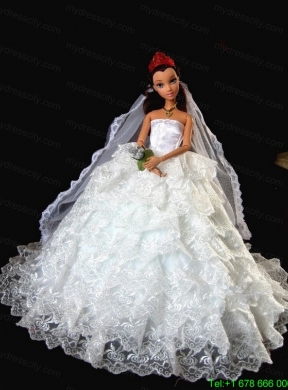 Exclusive Wedding Clothes Ruffled Layers Barbie Doll Dress