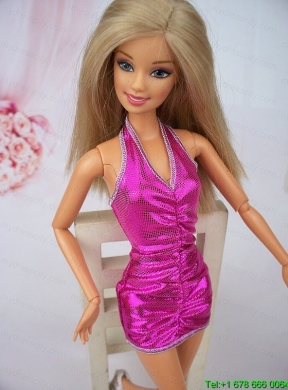 Sexy Halter Fuchsia Mini-length Party Clothes Fashion Dress For Noble Barbie