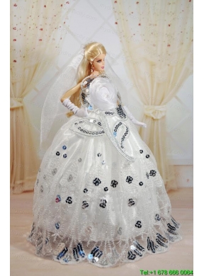 Amazing Ball Gown Dress For Noble Barbie With Sequin and Hand Made Flowers