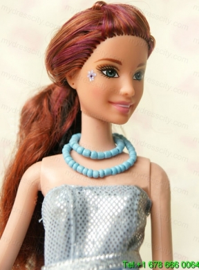 Light Blue Short Party Dress For Noble Barbie With Sequin and Ruffles