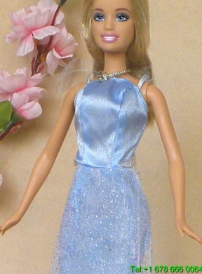 Simple Baby Blue Holiday Dress To Barbie Doll