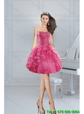 Elegant Pink Quinceanera Dresses with Beading and Ruffles for 2015