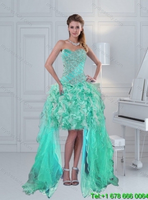 Elegant Sweetheart Quinceanera Dresses in Apple Green with Ruffles and Beading for 2015