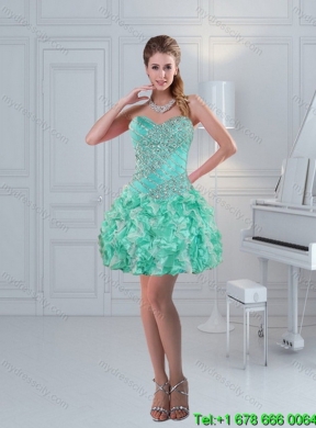 Elegant Sweetheart Quinceanera Dresses in Apple Green with Ruffles and Beading for 2015