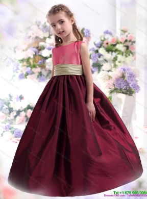 Latest Multi Color Ruffled 2015 Flower Girl Dress with Sash