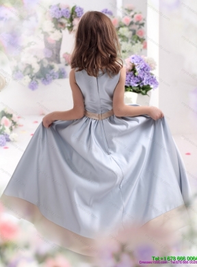 Silver Scoop 2015 Cheap Flower Girl Dress with Waistband