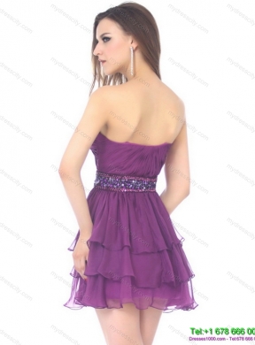 2015 Beautiful Sweetheart Mini Length Prom Dress with Sequins and Ruching